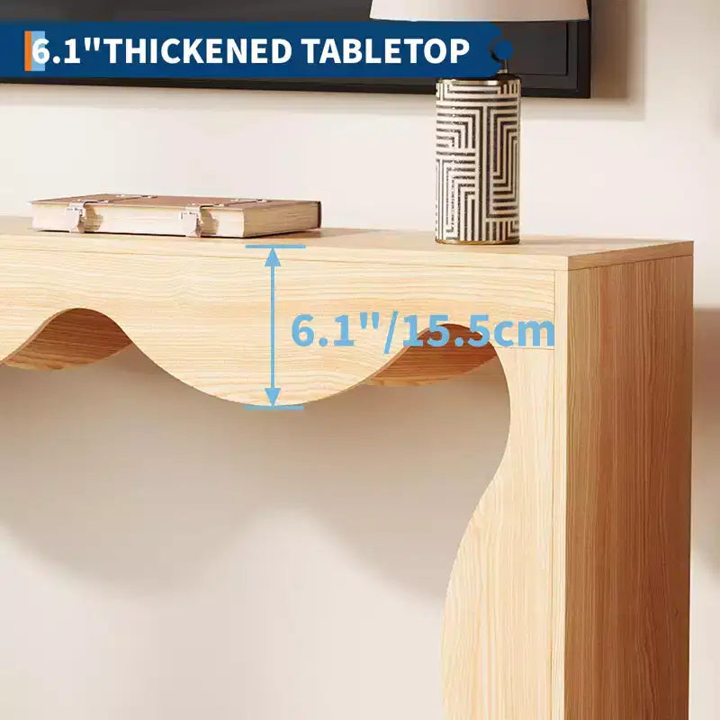 Console de 63 po pour entrée, table de canapé étroite rectangulaire en bois derrière le canapé, table d'entrée festonnée pour le couloir de salon