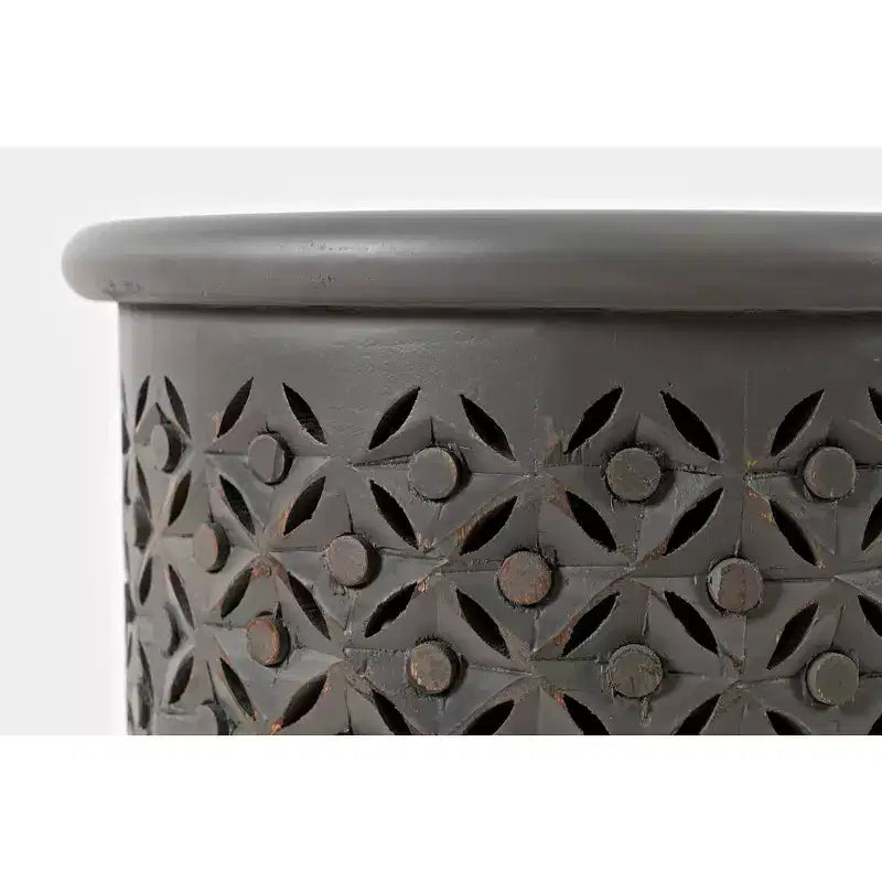 Table d'appoint ronde en bois massif effet vieilli Global Drum