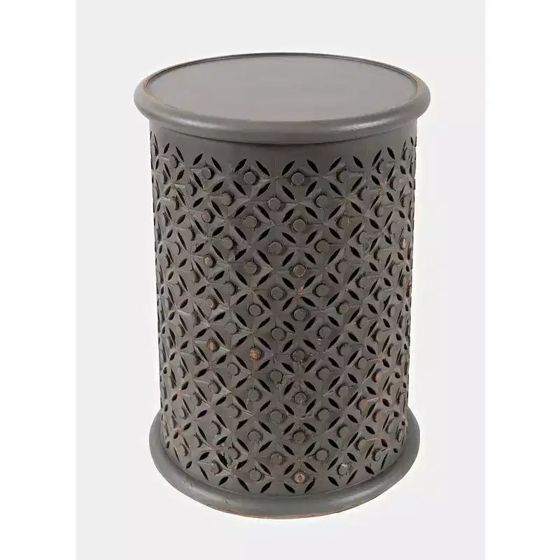 Table d'appoint ronde en bois massif effet vieilli Global Drum