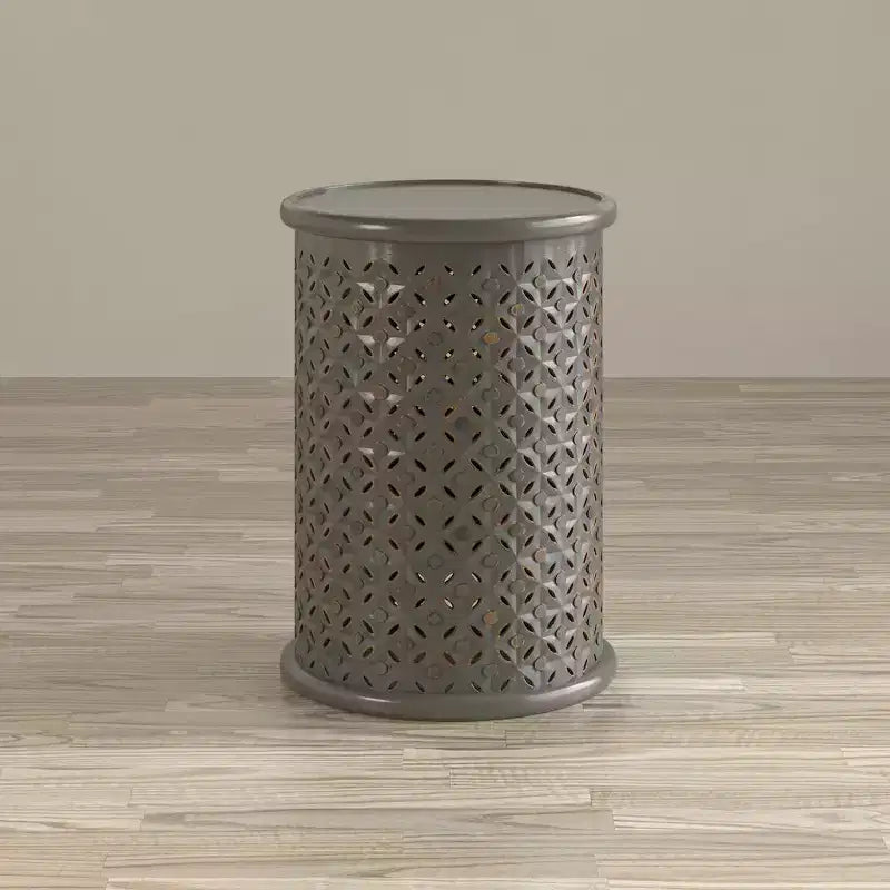 Table d'appoint ronde en bois massif effet vieilli Global Drum