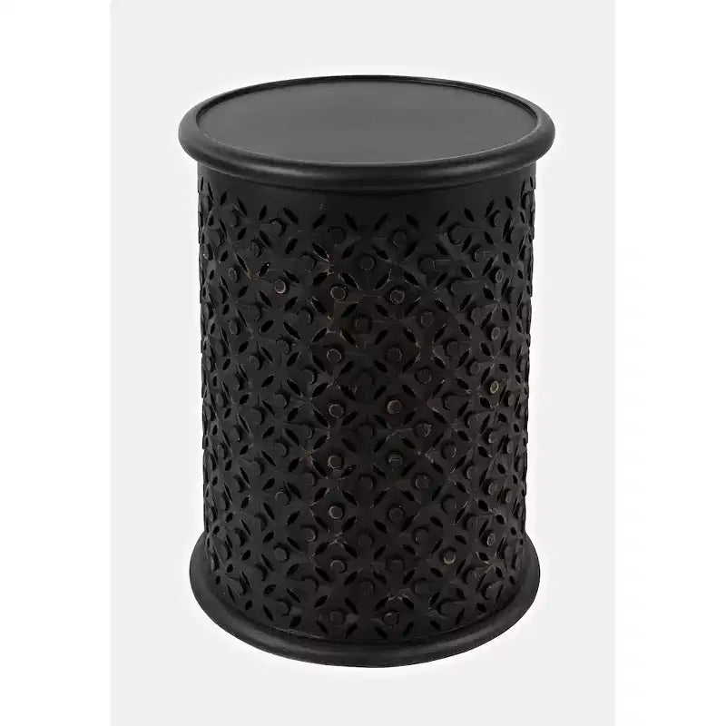 Table d'appoint ronde en bois massif effet vieilli Global Drum