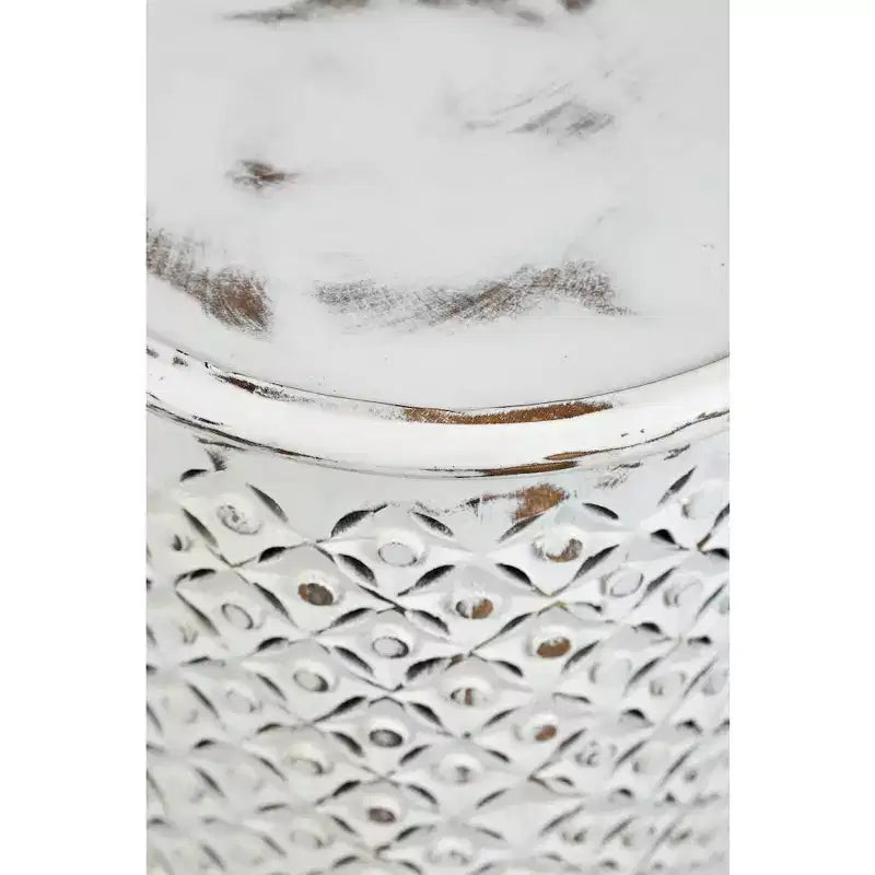 Table d'appoint ronde en bois massif effet vieilli Global Drum