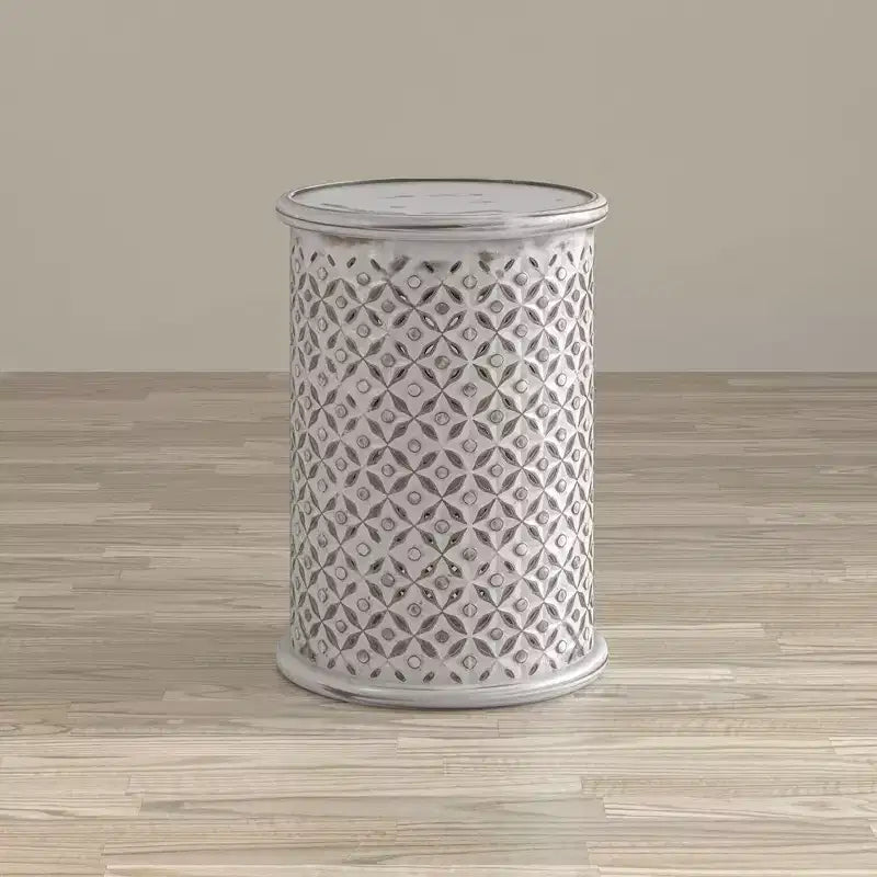 Table d'appoint ronde en bois massif effet vieilli Global Drum