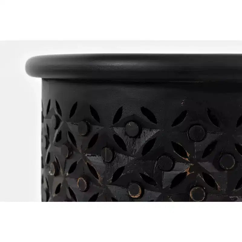 Table d'appoint ronde en bois massif effet vieilli Global Drum
