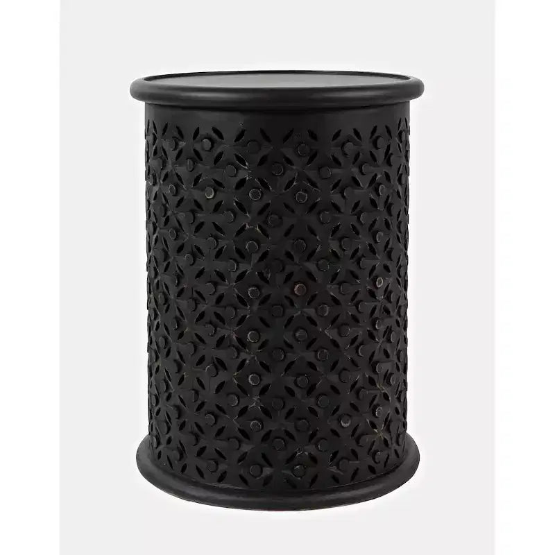Table d'appoint ronde en bois massif effet vieilli Global Drum