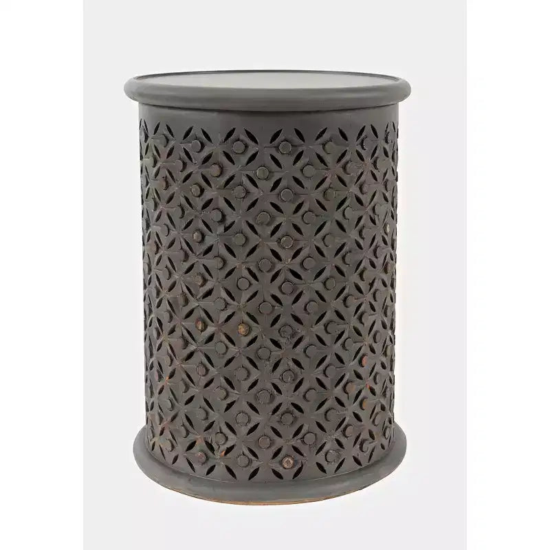 Table d'appoint ronde en bois massif effet vieilli Global Drum