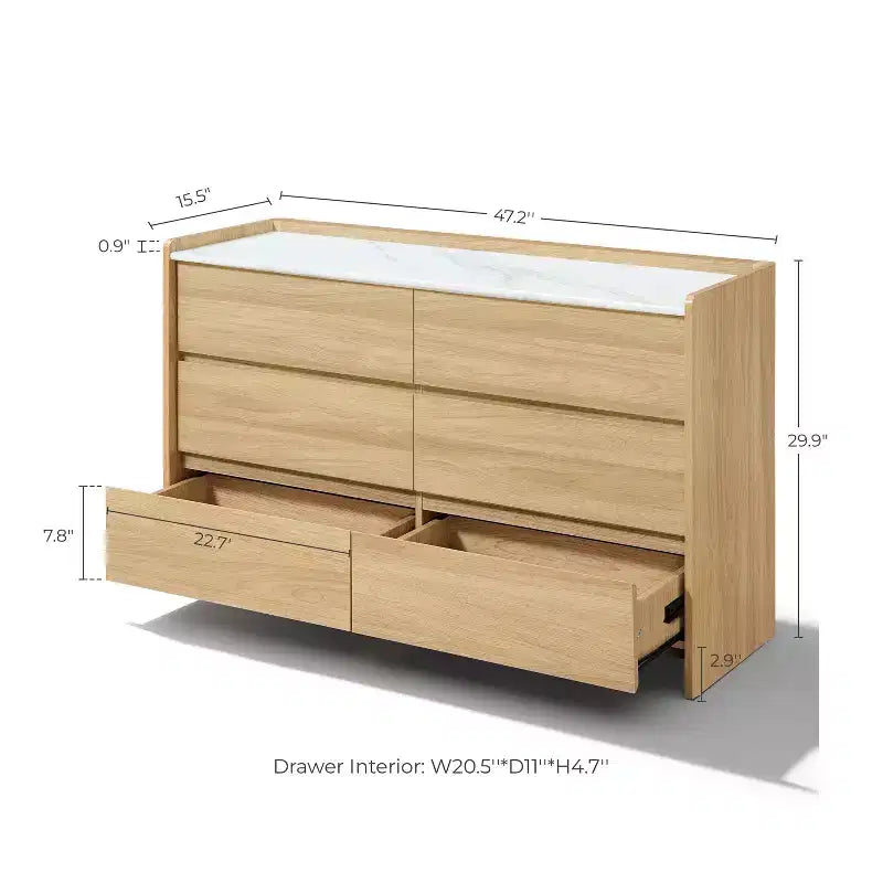 Commode double à 6 tiroirs avec miroir