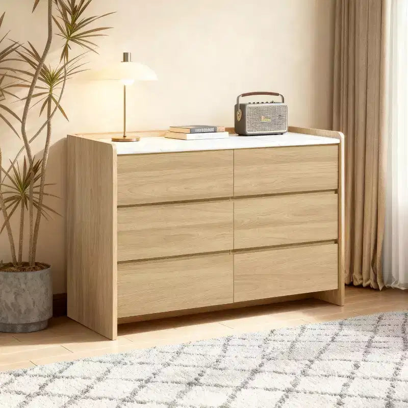 Commode double à 6 tiroirs avec miroir