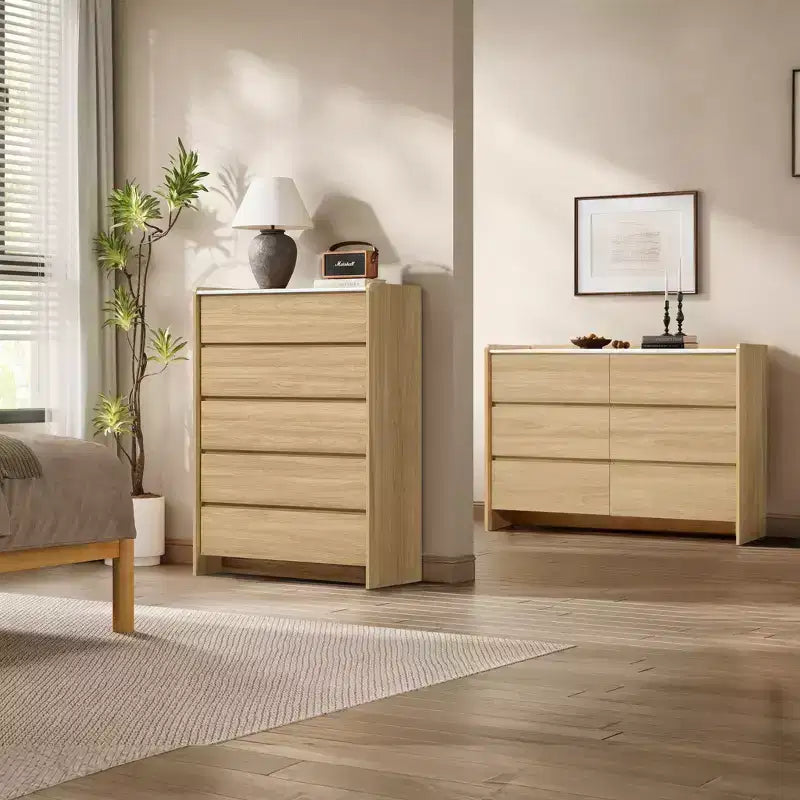 Commode double à 6 tiroirs avec miroir
