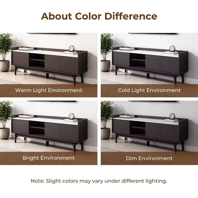 Meuble TV pour téléviseurs jusqu'à 70 pouces avec lumières LED et prises de courant