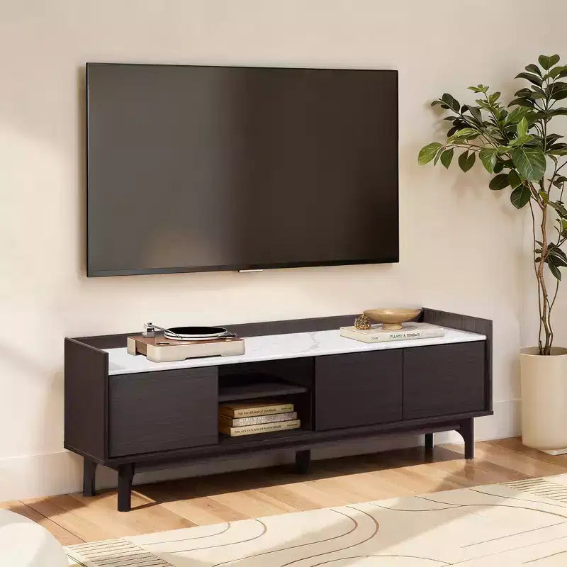 Meuble TV pour téléviseurs jusqu'à 70 pouces avec lumières LED et prises de courant