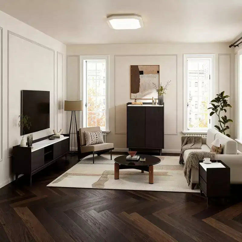 Meuble TV pour téléviseurs jusqu'à 70 pouces avec lumières LED et prises de courant
