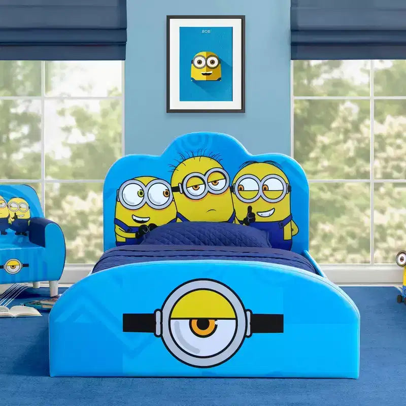 Lit double capitonné pour enfants avec personnages de dessins animés