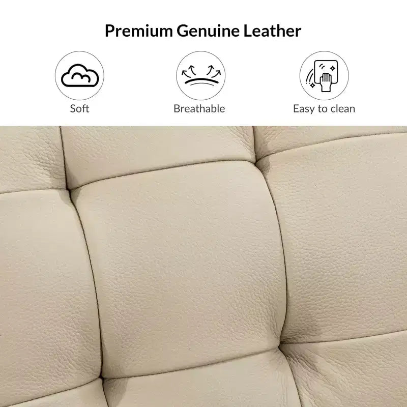 Ottoman carré standard 24 po en cuir véritable capitonné avec rangement
