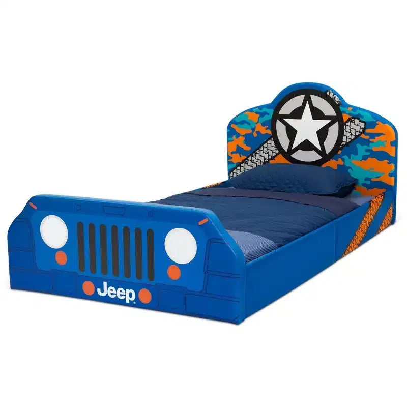 Lit simple rembourré pour enfants, motif voiture de course