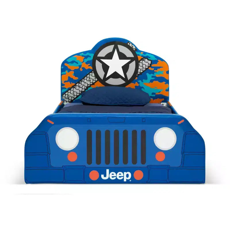 Lit simple rembourré pour enfants, motif voiture de course