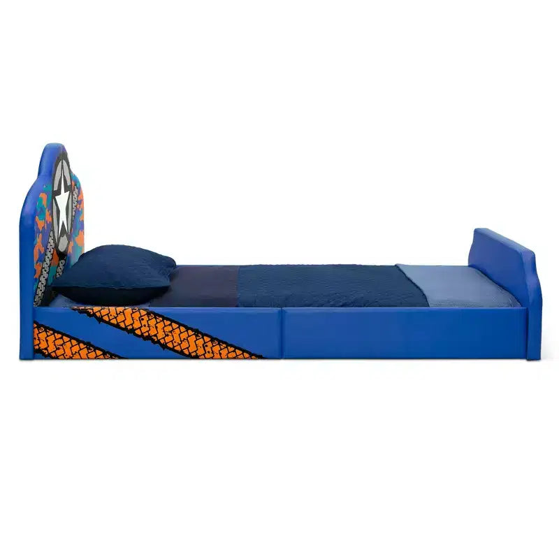 Lit simple rembourré pour enfants, motif voiture de course