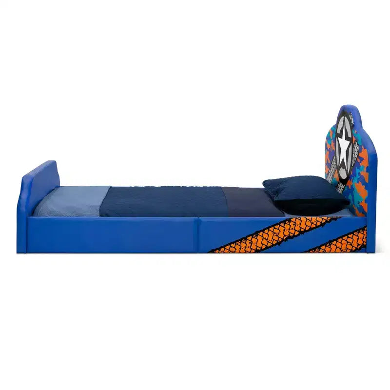 Lit simple rembourré pour enfants, motif voiture de course