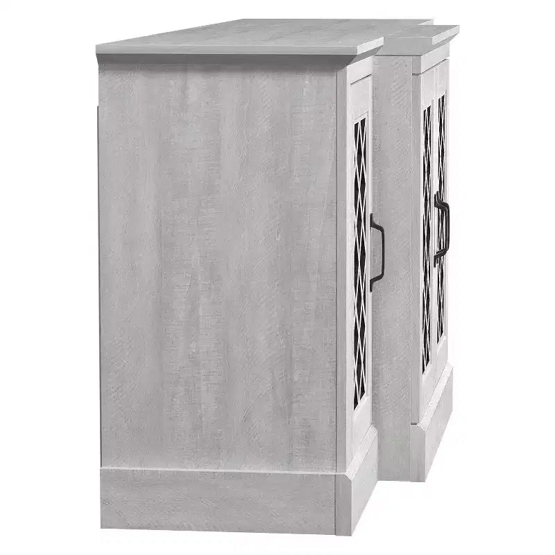 Bahut d'appoint 4 portes avec portes à découpes miroir, 60,4L x 18,2P x 29,3H