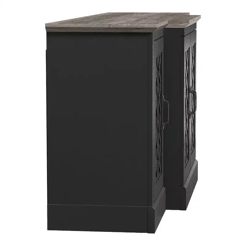 Bahut d'appoint 4 portes avec portes à découpes miroir, 60,4L x 18,2P x 29,3H