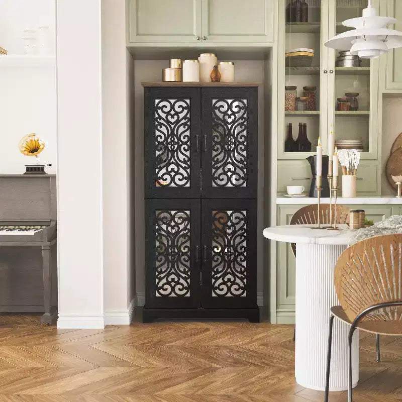 Garde-manger 4 portes avec étagères réglables, 80 L x 40 P x 162 H cm
