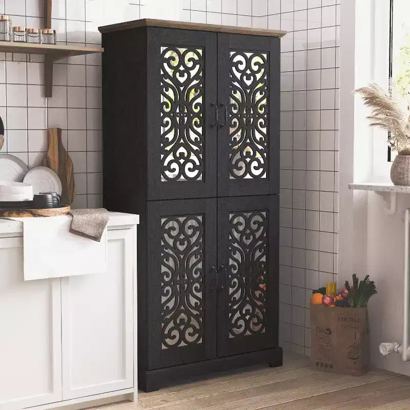 Garde-manger 4 portes avec étagères réglables, 80 L x 40 P x 162 H cm