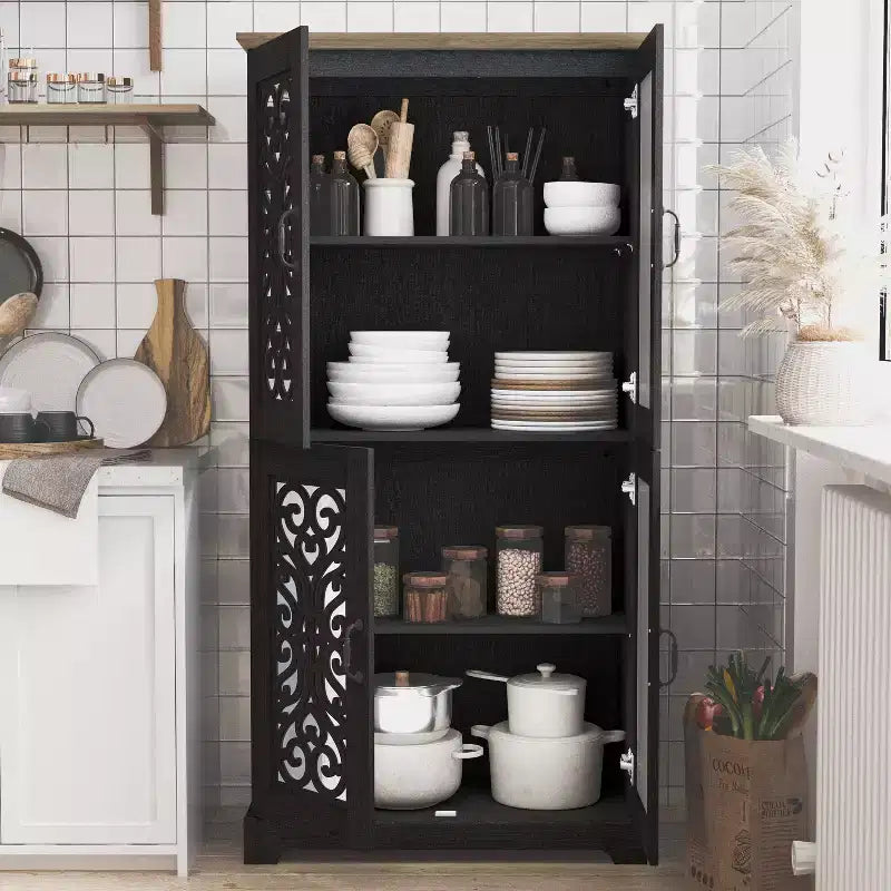 Garde-manger 4 portes avec étagères réglables, 80 L x 40 P x 162 H cm