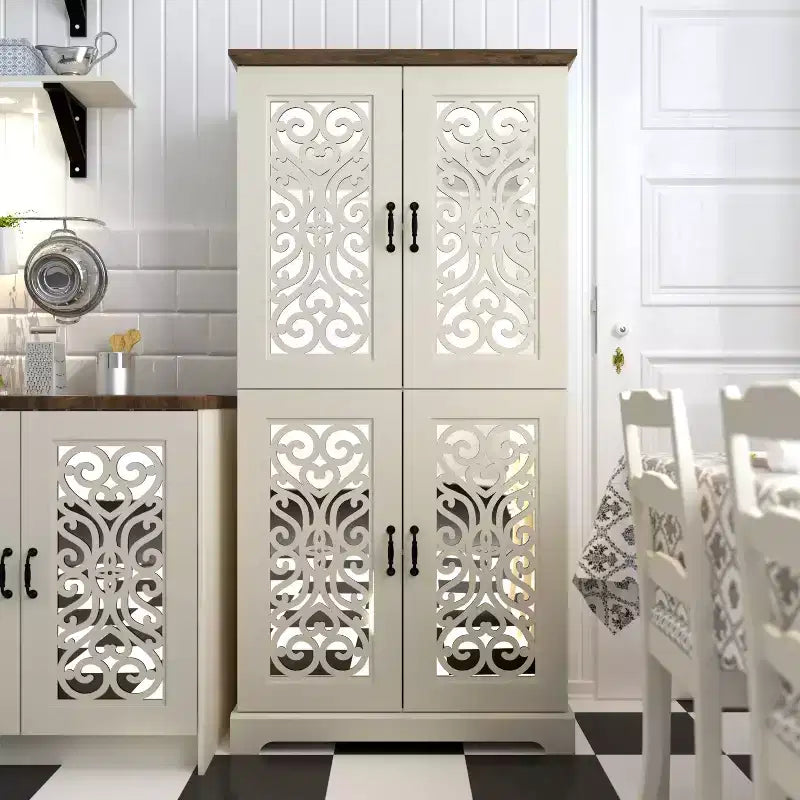 Garde-manger 4 portes avec étagères réglables, 80 L x 40 P x 162 H cm