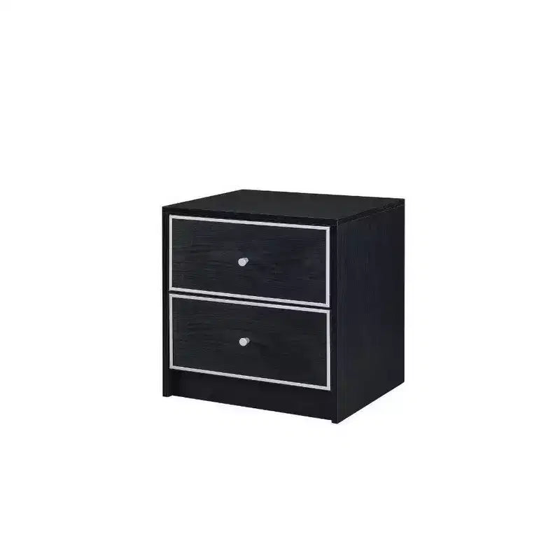 Table d'appoint avec 2 tiroirs de rangement et des bordures ouvragées, noire