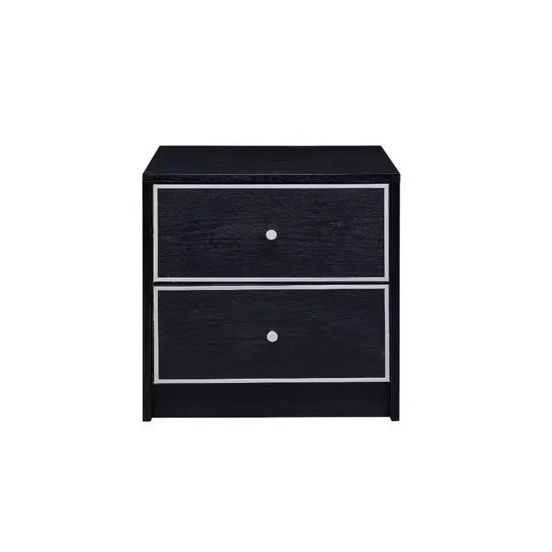 Table d'appoint avec 2 tiroirs de rangement et des bordures ouvragées, noire