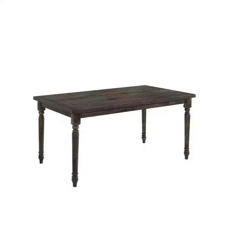 Table à manger en bois de style rustique avec plateau rectangulaire et pieds tournés, grise