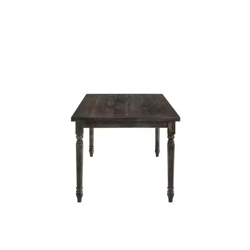 Table à manger en bois de style rustique avec plateau rectangulaire et pieds tournés, grise