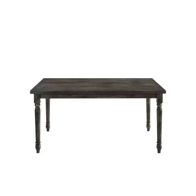 Table à manger en bois de style rustique avec plateau rectangulaire et pieds tournés, grise