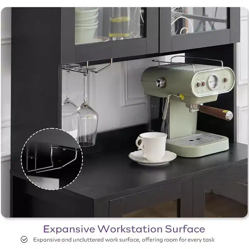Meuble de rangement haut cintré de 190 cm, Armoire de cuisine en bois avec dispositif anti-basculement, Placard polyvalent avec tiroir innovant