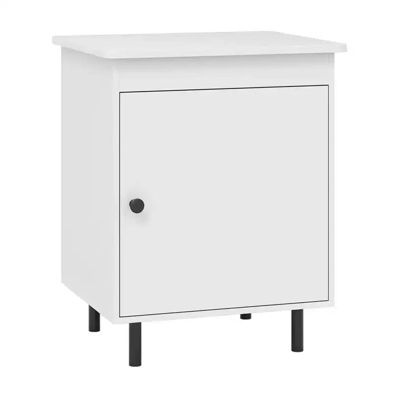 Table de chevet, Table d'appoint moderne du milieu du siècle avec porte, Pieds en métal robustes pour chambre à coucher