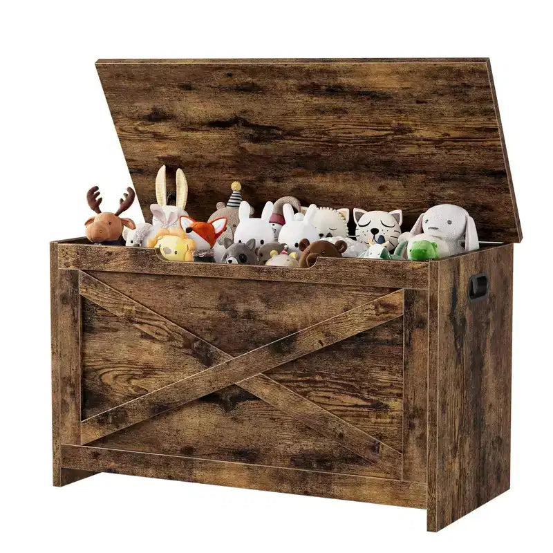 Banc de rangement en bois de 76 cm avec charnière de sécurité, grand coffre à chaussures, montage facile