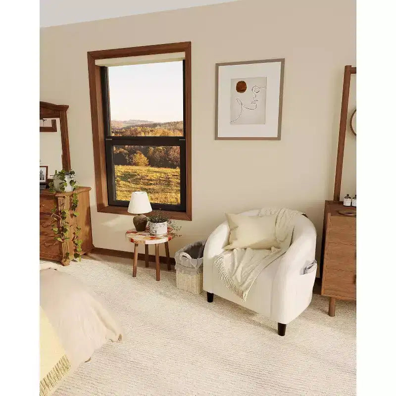 Fauteuil d'appoint en velours, fauteuil club confortable avec accoudoirs, fauteuil crapaud rembourré et moelleux pour salon, chambre, bureau, salle d'attente