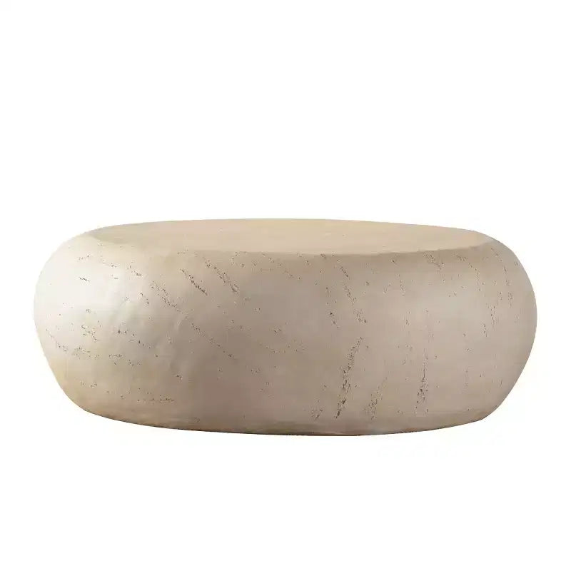 Table basse ronde moderne de 89,9 cm, table centrale imitation pierre, table d'appoint à bords lisses pour salon, aucun assemblage requis