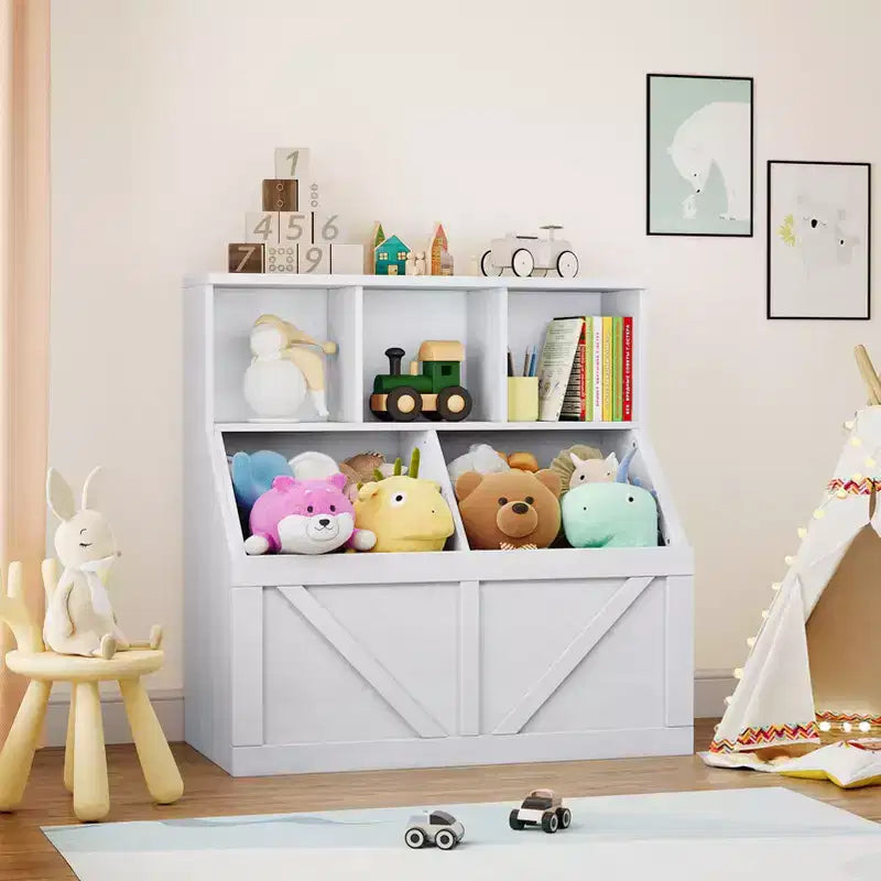 Étagère à Livres et Rangement de Jouets pour Enfants, Organisateur de Rangement de Jouets pour Enfants, Armoire de Rangement de Jouets avec Étagère à Jouets, Organisateur de Jouets et Bacs de Rangement pour Tout-Petits