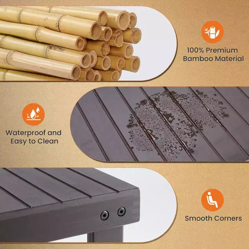 Banc à chaussures 3 niveaux en bambou, organiseur de rangement compact, capacité de 130 kg, convient pour l'entrée, la chambre, le salon, le balcon