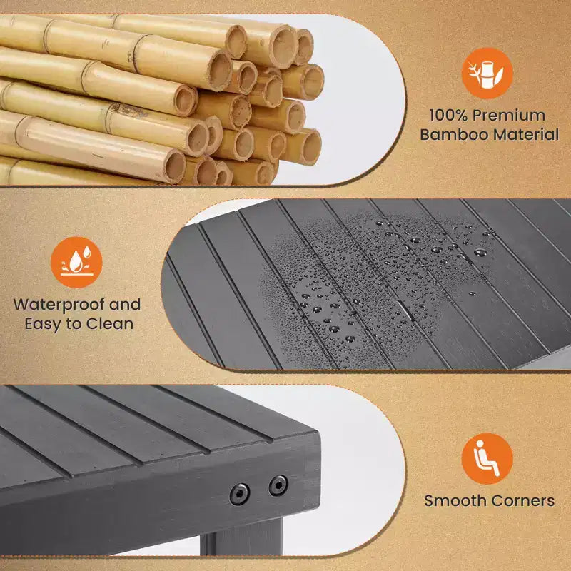 Banc à chaussures 3 niveaux en bambou, organiseur de rangement compact, capacité de 130 kg, convient pour l'entrée, la chambre, le salon, le balcon