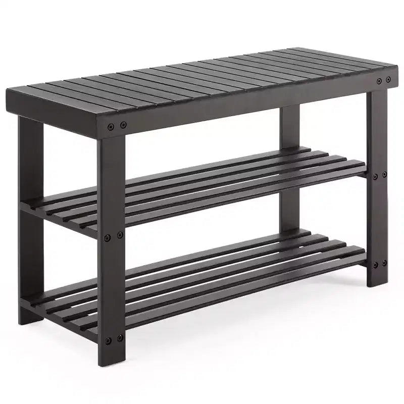 Banc à chaussures 3 niveaux en bambou, organiseur de rangement compact, capacité de 130 kg, convient pour l'entrée, la chambre, le salon, le balcon