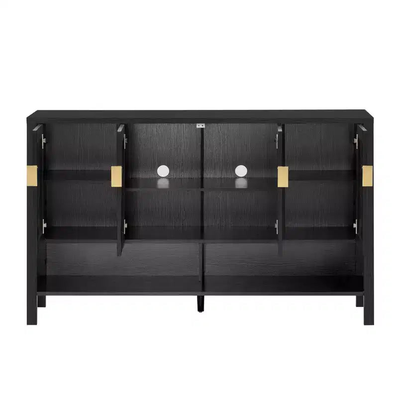 Buffet moderne à deux niveaux, 4 portes, armoire de rangement pour salle à manger, salon, armoires de cuisine avec étagères ouvertes