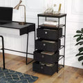 Commode à 4 tiroirs avec étagère et bacs en tissu, tour de rangement industrielle