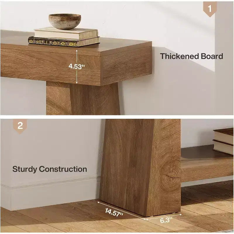 Meuble TV de 160 cm pour téléviseurs de 55/60/65/70 pouces, meuble de divertissement à 2 niveaux en bois, table console multimédia pour salon, chambre à coucher