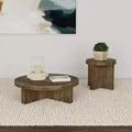Table basse ronde en manguier massif