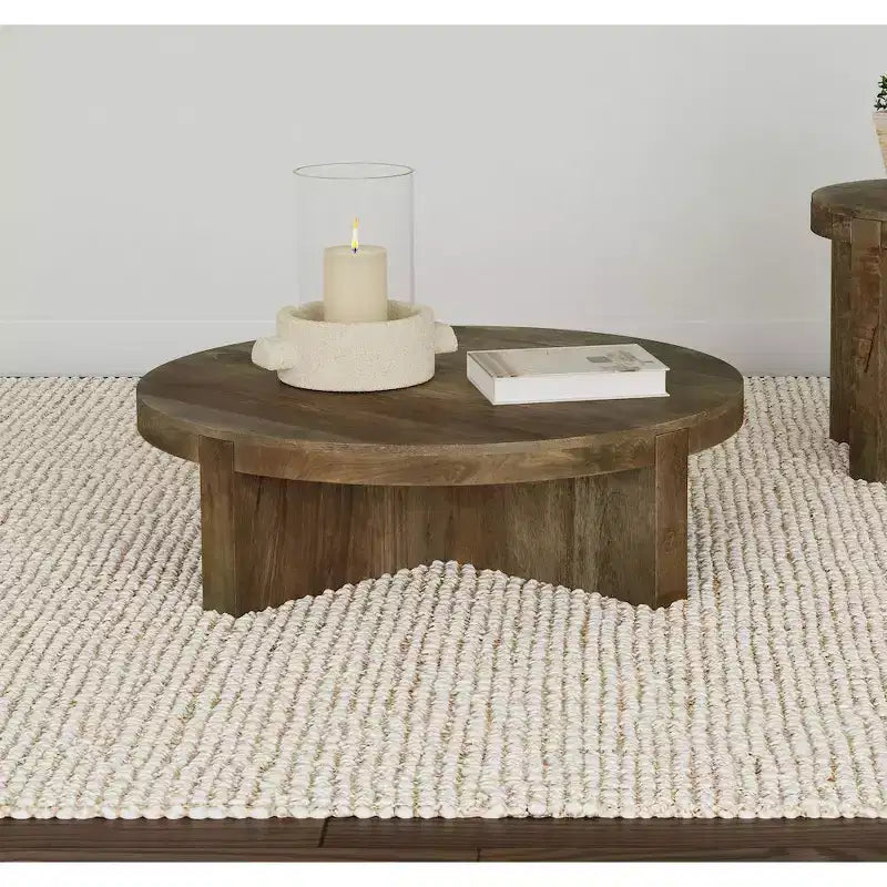 Table basse ronde en manguier massif