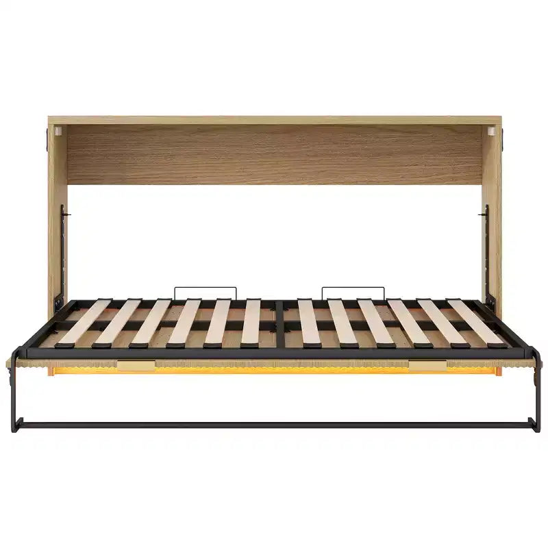 Lit escamotable de style armoire Twin XL avec lumière LED pour salon et appartement, Nature