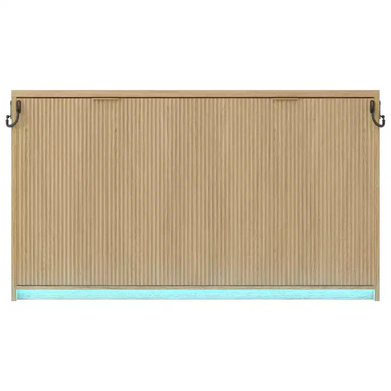 Lit escamotable de style armoire Twin XL avec lumière LED pour salon et appartement, Nature