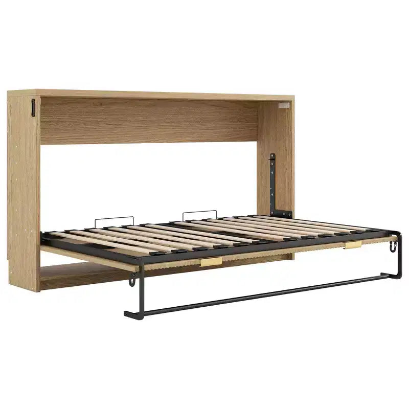 Lit escamotable de style armoire Twin XL avec lumière LED pour salon et appartement, Nature